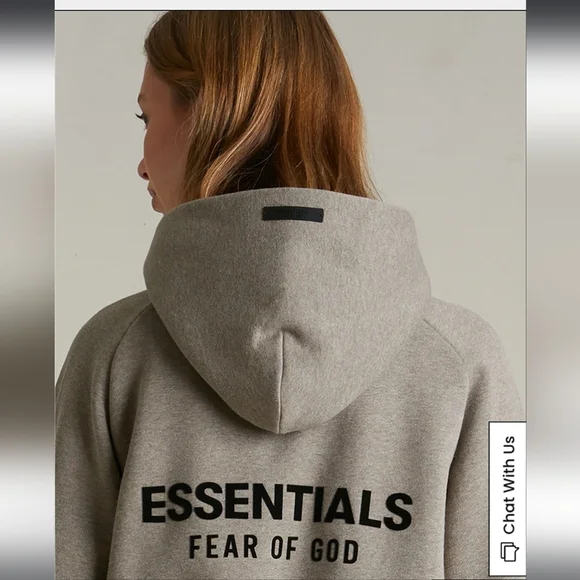 ESSENTIALS Fear Of God Fleece Cropped Hoodie Pullover Sweatshirt - Picture 2 of 10